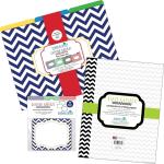 Barker Creek Get Organized Office Kit, Nautical Chevron, 12 Coordinating File Folders printed on 14pt stock, 50 Sheets of Colorful Computer Paper, and 45 Versatile Self-hesive Labels/Name Tags (138)