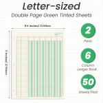 gisgfim 2 Ps 100 Sheets Columnar Analysis P 3 Hole Punch Accounting Ledger Book 8-1/2 x 11 Ledger Paper P Double Page Format Columnar Ps for Business Bookkeeping & Data(6 Column Ledger)