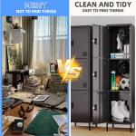 Metal Locker with Hooks and Ventilation Holes,Metal Storage Locker with Keys and Business Card Slot for Home,Gym,Garage,School,Office,66" H×15.75" W× 15.75" D,Assembly Required,Black