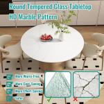 36" Round Tempered Glass Table Top, Marble Glass Surface Protector Heat & Scratch Resistant Multipurpose for Dining, Coffee, Restaurant, Office and End Table (White Marble Pattern, 36 Inch)