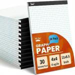 Mr. Pen- Bulk Graph Paper P 11"x8.5", 24 Pack, 30 Sheets/Pack, 4x4 Qu-Ruled Graph Paper, 4 Squares per Inch, Bulk Grid Paper P, Square Graphing Paper, 11 Inch x 8.5 Inch, White