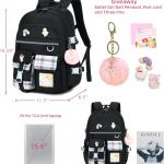 Backpack for Girls, 15.6 Inch Laptop School Bag Kids Kindergarten Elementary College Backpacks Large Bookbags for Teen Girl Women Students Casual Travel Daypacks (Black)