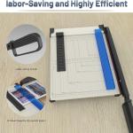 Paper Cutter, 12" Cut Length Guillotine Trimmer, Paper Cutting Board with 10 Sheet Capacity Papers, Metal Base Papers Slicer with Safety Guard for Classroom Office Home Cardstock Crafts & Photo