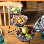YHOSSEUN 3 Tier Serving Bowls, Tiered Serving Platter and Trays Serving Dishes for Entertaining, Oval Serving Bowl Set with Metal Stand