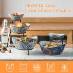 YHOSSEUN 3 Tier Serving Bowls, Serving Dishes for Entertaining Porcelain Serving Trays and Platters Tiered Bowl Set with Collapsible Thicker Sturdier Metal Rack