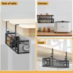 Under Desk Cable Management Tray Black, Cinati Wire Organizers No Drill, Cable Tray with Clamp for Wire Management, Cord Organization Box for Office, Home - No Damage to Desk