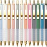 Linbsunne Ballpoint Pens Black Medium Point 1mm Pen with Super Soft Grip Ball Point Pen for Men Women Retractable Pens (gold-12 pcs)