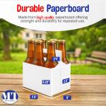 MT Products White Cardboard 6 Pack Bottle Carrier 12 oz. - Beer Bottle Holder (Pack of 10) - Me in USA