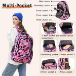 3Pcs Geometric Print Girls Backpack and Lunch Bag Set for Kids Elmentary Middle School Bags Bookbag
