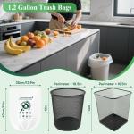 Small Trash Bags 1.2 Gallon, Biodegrable Gallon Waste Bag, Mini Compostable Strong Bathroom Wastebasket Can Liners Garbage Bags for Home Office Kitchen Fit 5 Liter 5L, 1 Gal, White