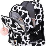 abshoo Big Student Laptop Backpack For College Women Middle High School Teen Girls Bookbag Travel Daypack (Cow Print Black)