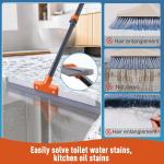 Rubber Floor Squeegee for Concrete Floor, Tile Floor, Metal Aluminium Heavy Duty Garage Shower Floor Squeegee Broom for Removing Water, Commercial Scrubber Mop with Extendable Long Handle