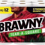 Brawny® Tear-A-Square® Paper Towels, 6 Double Rolls = 12 Regular Rolls