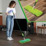 Libman 18" 2-Sided Microfiber Dust Mop, Double Sided Dry Wet Mops for Floor Cleaning, Hardwood, Laminate, Tile Cleaner, 360 Degree Swivel He, 49” Long Handle