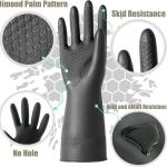 Chemical Resistant Latex Gloves,Cleaning Protective Safety Work Heavy Duty Rubber Gloves, S-M-L-XL Size, Black 1 Pair