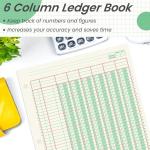 gisgfim 2 Ps 100 Sheets Columnar Analysis P 3 Hole Punch Accounting Ledger Book 8-1/2 x 11 Ledger Paper P Double Page Format Columnar Ps for Business Bookkeeping & Data(6 Column Ledger)