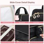 Bible Cover Case for Women, Large Bible Bag with Removable Pencil Case, Water Bottle Pocket and Shoulder Strap for Bible Study Supplies, Church Carrying Journaling Kit, Christian Gift for Women