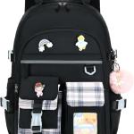 Backpack for Girls, 15.6 Inch Laptop School Bag Kids Kindergarten Elementary College Backpacks Large Bookbags for Teen Girl Women Students Casual Travel Daypacks (Black)