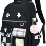 Backpack for Girls, 15.6 Inch Laptop School Bag Kids Kindergarten Elementary College Backpacks Large Bookbags for Teen Girl Women Students Casual Travel Daypacks (Black)