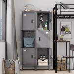 Metal Locker with Hooks and Ventilation Holes,Metal Storage Locker with Keys and Business Card Slot for Home,Gym,Garage,School,Office,66" H×15.75" W× 15.75" D,Assembly Required,Dark Grey