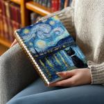 Notebook Journal for Women - A5 Spiral Notebook with Black Cat Starry Night Art Print Design, Funny Cat print Journal, Lined Paper, Office & School Supplies, Unique Gifts for Women Birthday, Christmas