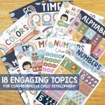 KING PRINT 16 Laminated Educational Posters For First Steps Students (11"x17"), Boho Posters For Classroom, Homeschool Must Haves For Students, Pre Learning, Classroom Supplies & Decor