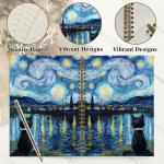 Notebook Journal for Women - A5 Spiral Notebook with Black Cat Starry Night Art Print Design, Funny Cat print Journal, Lined Paper, Office & School Supplies, Unique Gifts for Women Birthday, Christmas