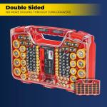 Ontel Battery Ddy Storage & Organizer Case with Tester, Stores & Protects Up to 180 Batteries, Double-Sided, Durable Design with Clear Locking Lid, Secure Latches & Portable Carrying Handle - Red