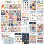 KING PRINT 16 Laminated Educational Posters For First Steps Students (11"x17"), Boho Posters For Classroom, Homeschool Must Haves For Students, Pre Learning, Classroom Supplies & Decor