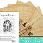 NileCart 8x12 in Egyptian Papyrus Paper – Blank Art Paper Crafting Supplies Set with Hieroglyphic Alphabet Stencil Ruler and Bookmarks. (10 Sheets)